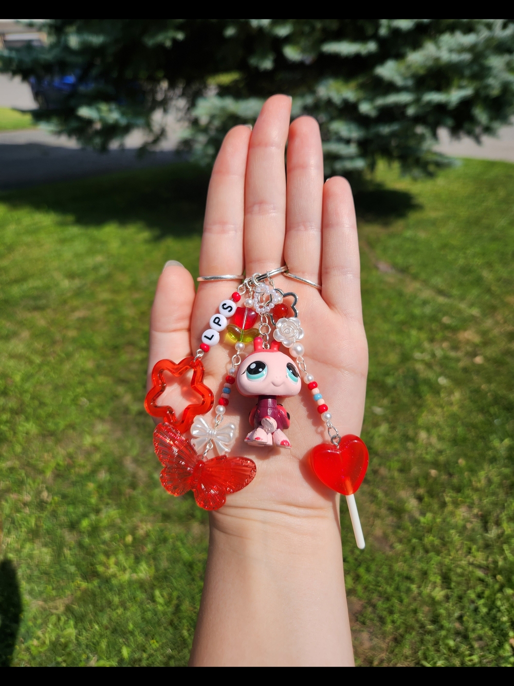 Littlest Pet Shop Red Beaded Character Charm Keychain